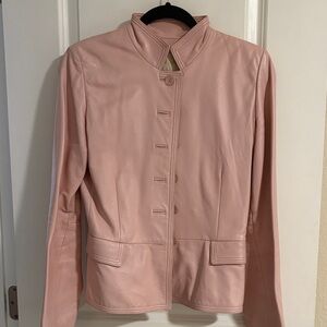 Pink Leather Jacket - Size 6 - Margaret Godfrey